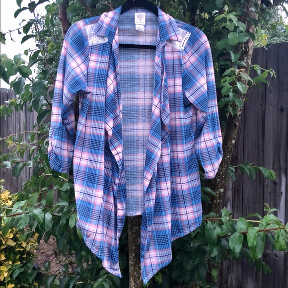 Self Esteem Tops - Self Esteem Top Open Plaid Shirt XL